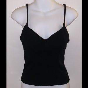 Black Ribbed Tank with Built in Bra